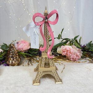 Cupcakes And Cashmere Gold Pink Bow Eiffel Tower Figurine Statue NWT PARIS